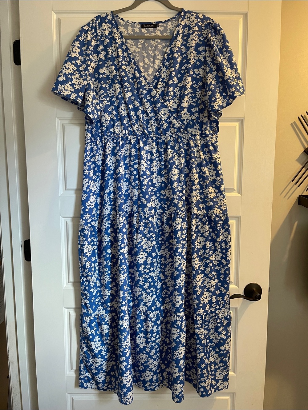 Blue Floral Maxi Dress - Faux Wrap
